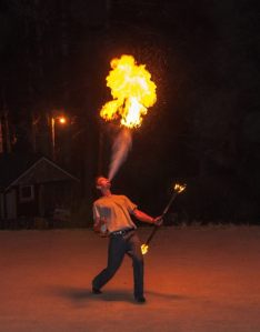 My oldest son fire dancing.